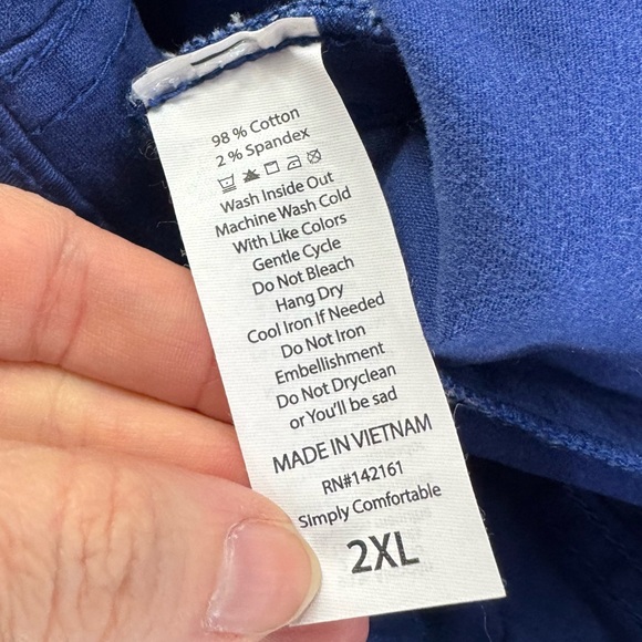 Lularoe Royal Blue Floral Embroidered Cotton Kenny Button Down Jacket woman 2X - Picture 9 of 16